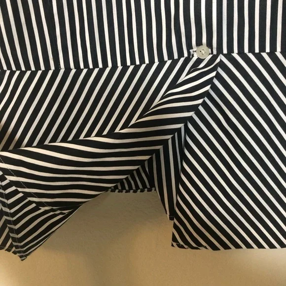 LAUREN RALPH LAUREN Striped Button-Down Shirt Black White 100% Cotton Size: 16 W - Picture 15 of 16